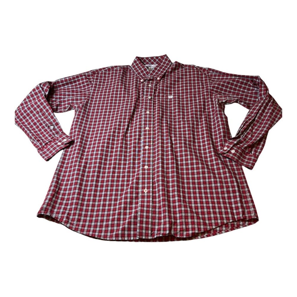 Cinch Shirt Mens Large Red Plaid Button Down Cotton Western Long Sleeve Cowboy